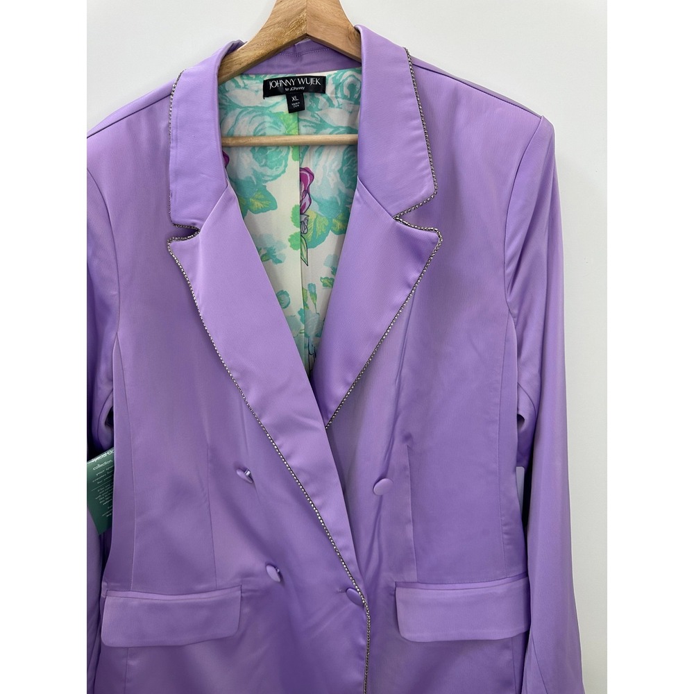 NWT Johnny Wujek Embossed Suit Jacket Blazer in Lillac Breeze Women's XL *Flaw - Picture 3 of 12